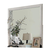 Varos Dresser Mirror, White Solid Wood, 38 Inch Stylish Square Frame -BM332607