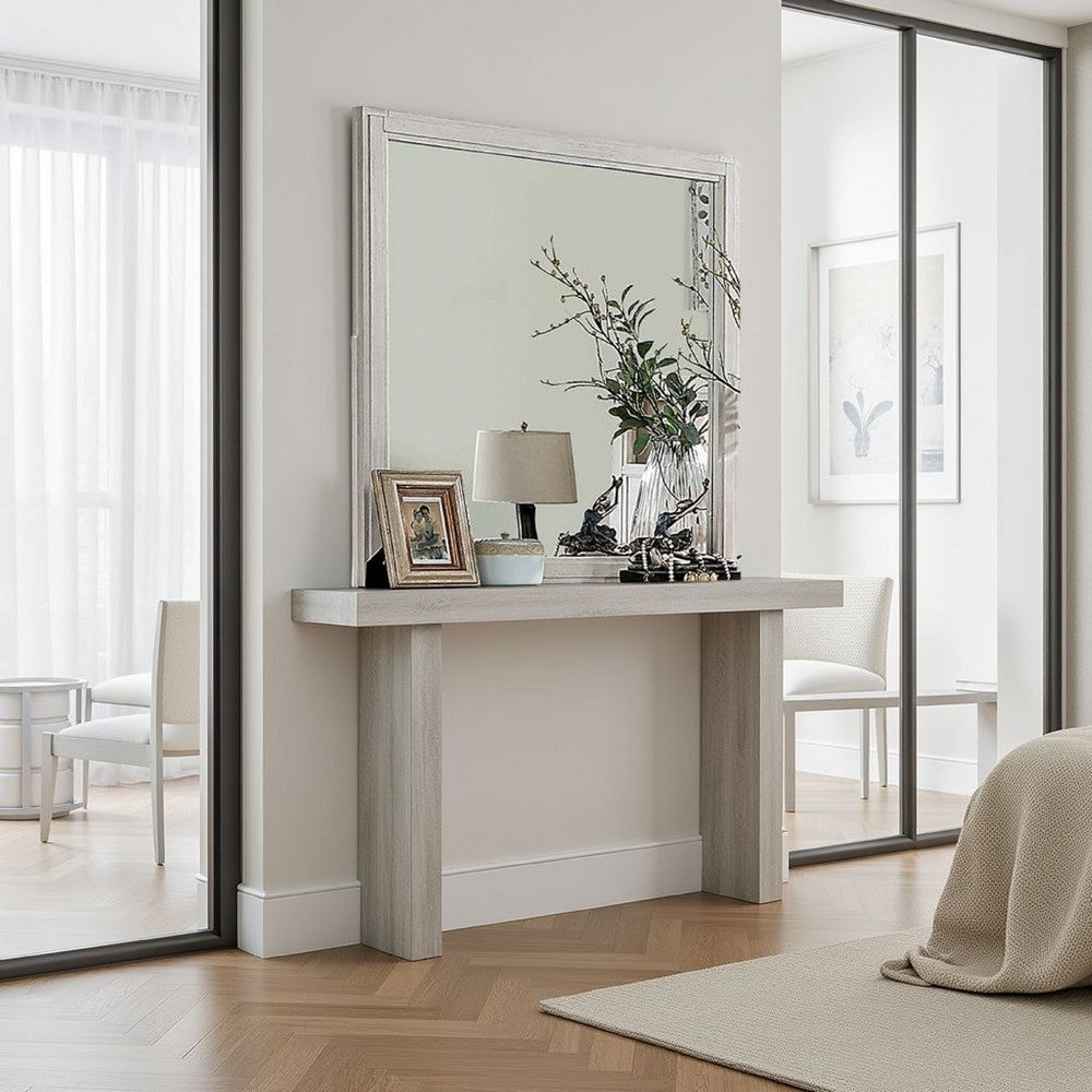 Varos Dresser Mirror, White Solid Wood, 38 Inch Stylish Square Frame -BM332607