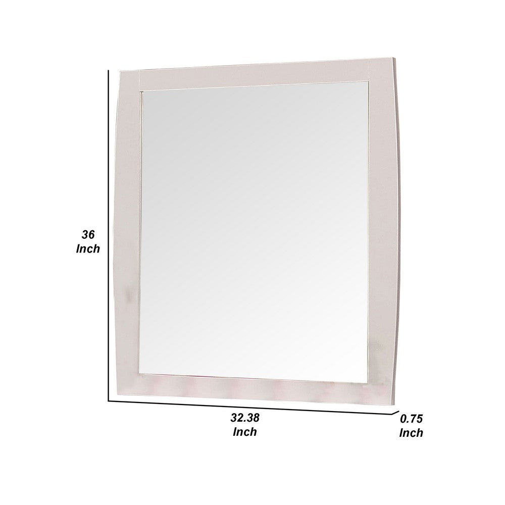 Lemy Dresser Vanity Mirror, 36 Inch Classic White Solid Wood Frame -BM332608