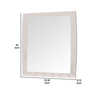 Lemy Dresser Vanity Mirror, 36 Inch Classic White Solid Wood Frame -BM332608