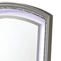 Sam Dresser Vanity Mirror, Silver Solid Wood Curved Frame, 48 Inch -BM332609