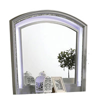 Sam Dresser Vanity Mirror, Silver Solid Wood Curved Frame, 48 Inch -BM332609
