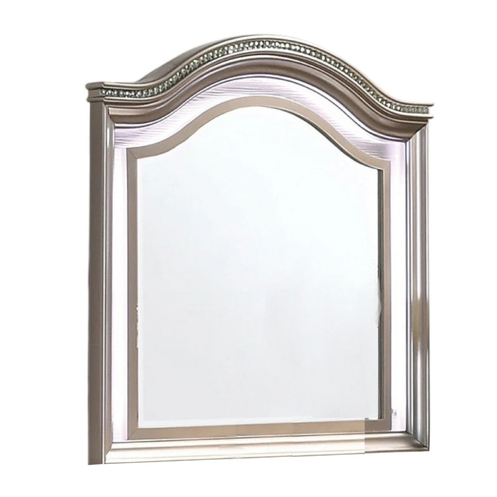 Jisoo Dresser Mirror, LED Light Frame, 37 Inch Rose Gold Solid Wood -BM332610