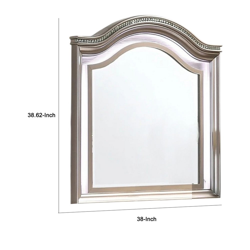 Benzara Jisoo Dresser Mirror, LED Light Frame, 37 Inch Rose Gold Solid Wood -| BM332610 Benzara.com Benzara Jisoo Dresser Mirror, LED Light Frame, 37 Inch Rose Gold Solid Wood -| BM332610 Benzara.com