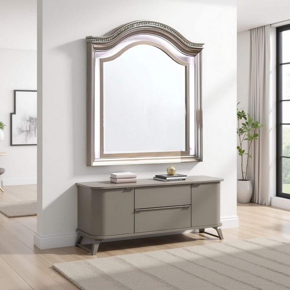 Jisoo Dresser Mirror, LED Light Frame, 37 Inch Rose Gold Solid Wood -BM332610