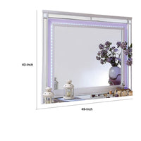 Reya Dresser Mirror, Glam LED Light Trim Solid Wood Frame, 49 Inch -BM332612