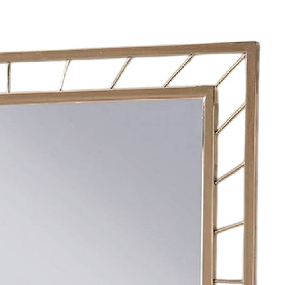 Brey Decorative Accent Mirror, 39 Inch Glam Gold Plated Metal Frame -BM332613