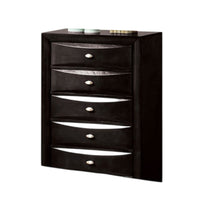 Simo Tall Dresser Chest, 5 Drawers, Chrome Handles, Modern Black Wood -BM332614