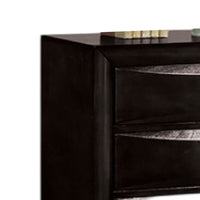 Simo Tall Dresser Chest, 5 Drawers, Chrome Handles, Modern Black Wood -BM332614