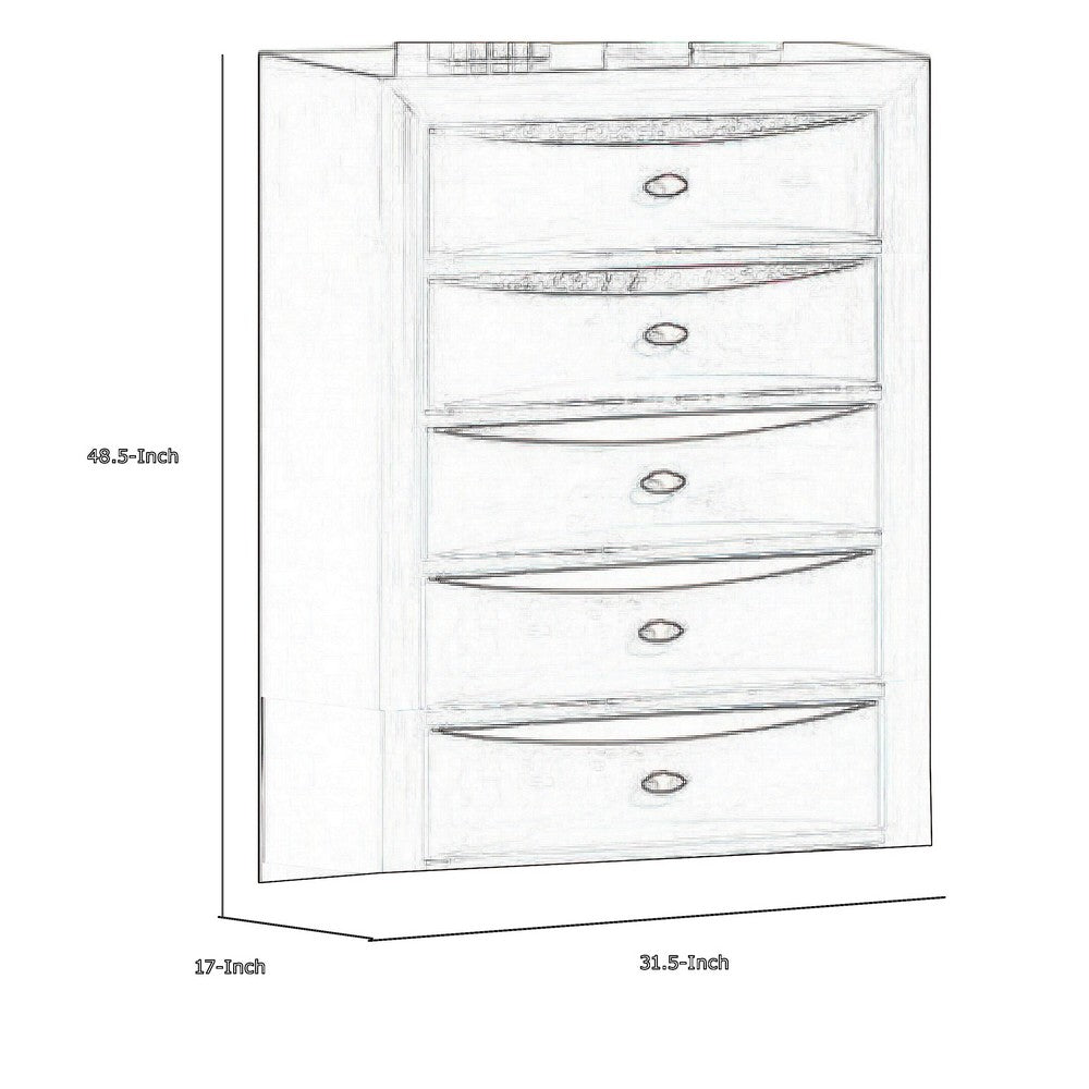 Simo Tall Dresser Chest, 5 Drawers, Chrome Handles, Modern Black Wood -BM332614