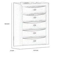 Simo Tall Dresser Chest, 5 Drawers, Chrome Handles, Modern Black Wood -BM332614