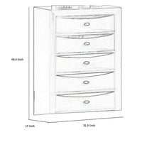 Simo Tall Dresser Chest, 5 Drawers, Chrome Handles, Modern Black Wood -BM332614