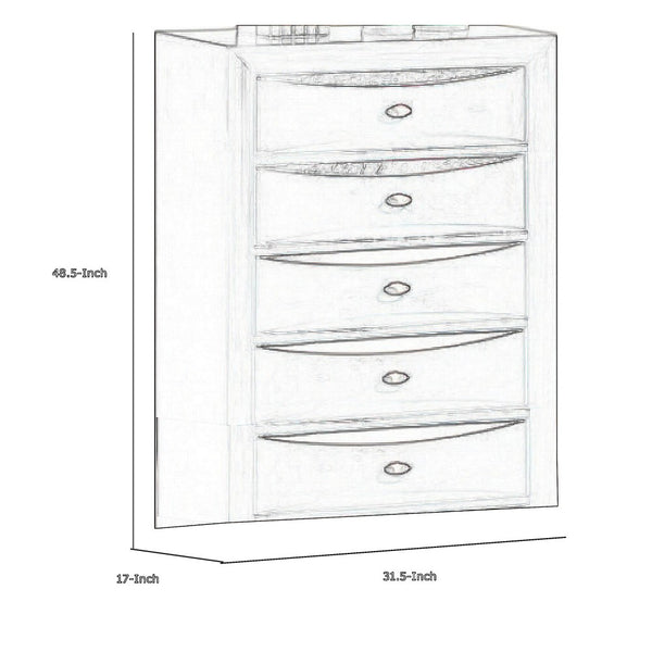 Simo Tall Dresser Chest, 5 Drawers, Chrome Handles, Modern Black Wood -BM332614