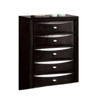 Simo Tall Dresser Chest, 5 Drawers, Chrome Handles, Modern Black Wood -BM332614
