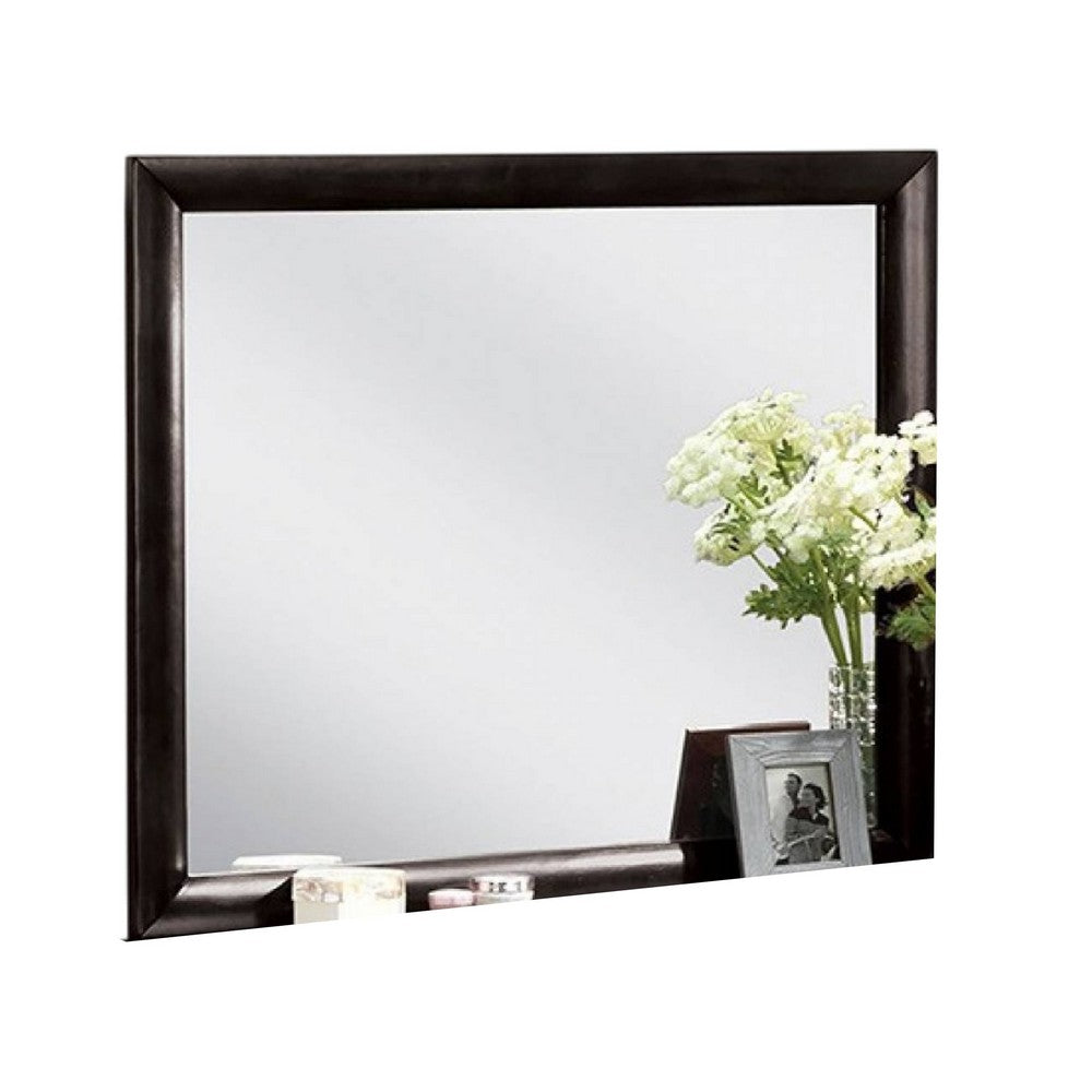 Simo Dresser Vanity Mirror, 40 Inch Modern Black Solid Wood Frame -BM332615