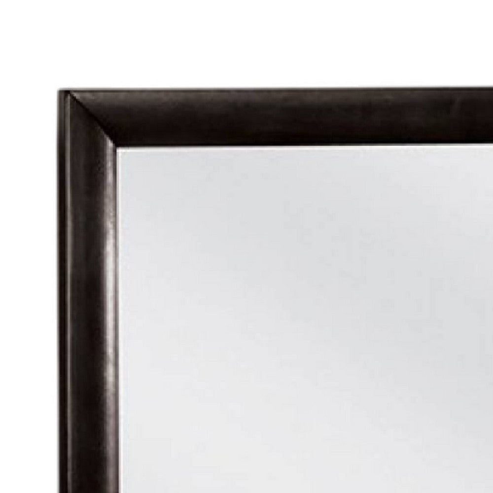 Simo Dresser Vanity Mirror, 40 Inch Modern Black Solid Wood Frame -BM332615