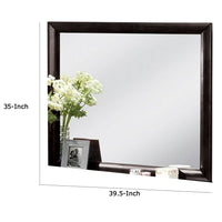 Simo Dresser Vanity Mirror, 40 Inch Modern Black Solid Wood Frame -BM332615