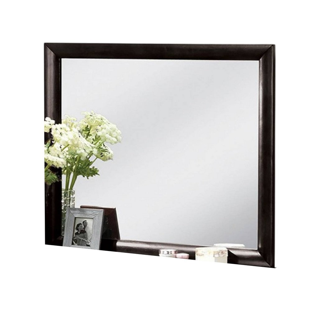 Simo Dresser Vanity Mirror, 40 Inch Modern Black Solid Wood Frame -BM332615