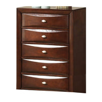 Simo Tall Dresser Chest, 5 Drawers Chrome Handles, Modern Cherry Brown -BM332616