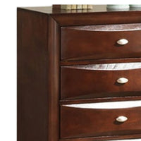Simo Tall Dresser Chest, 5 Drawers Chrome Handles, Modern Cherry Brown -BM332616