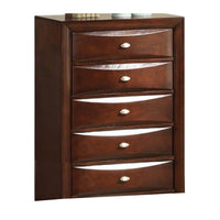 Simo Tall Dresser Chest, 5 Drawers Chrome Handles, Modern Cherry Brown -BM332616