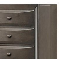 Simo Tall Dresser Chest, 5 Drawers, Chrome Handles, Modern Dark Gray -BM332618