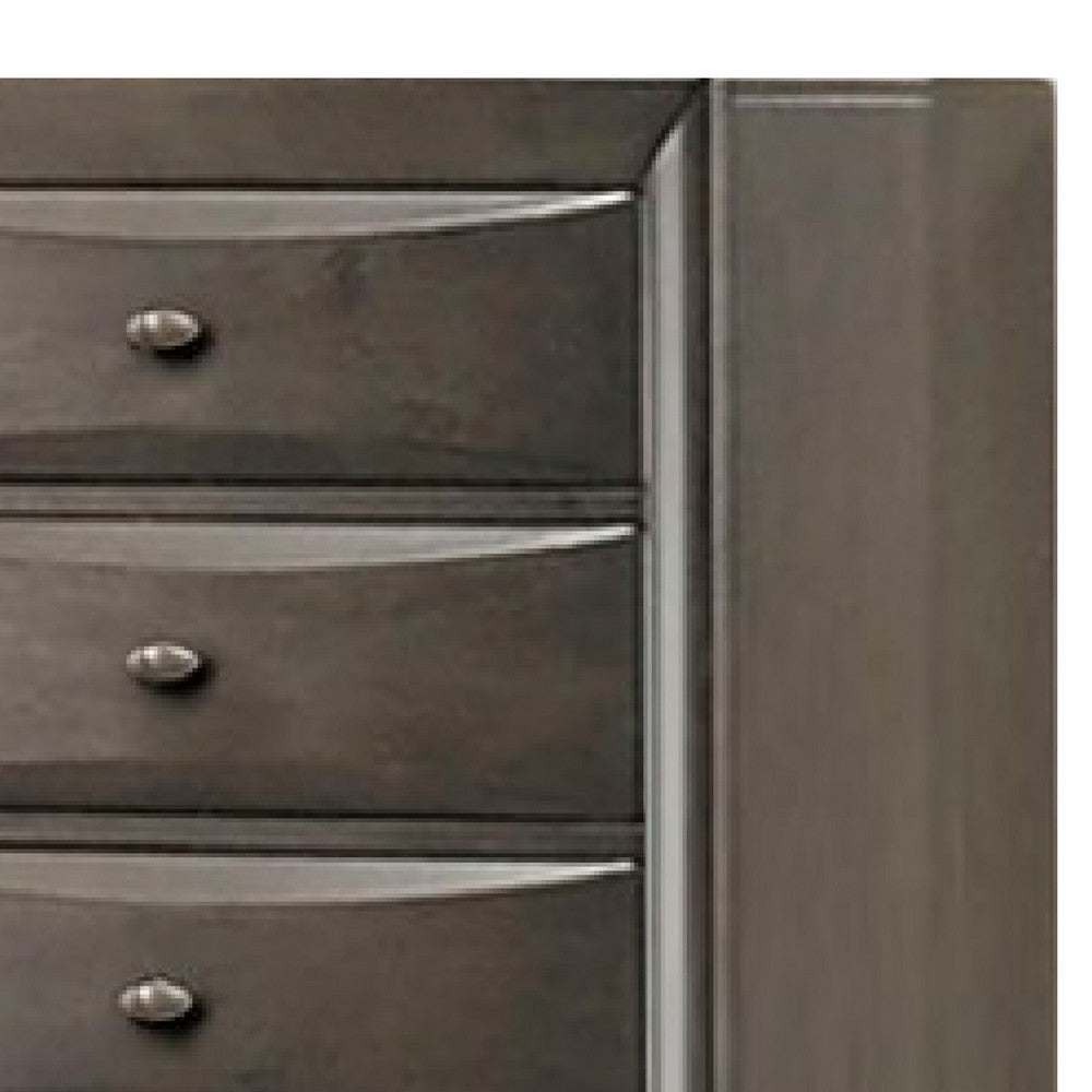 Simo Tall Dresser Chest, 5 Drawers, Chrome Handles, Modern Dark Gray -BM332618