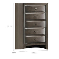 Simo Tall Dresser Chest, 5 Drawers, Chrome Handles, Modern Dark Gray -BM332618
