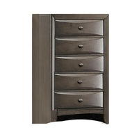 Simo Tall Dresser Chest, 5 Drawers, Chrome Handles, Modern Dark Gray -BM332618