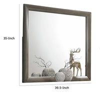 Simo Dresser Vanity Mirror, 40 Inch Modern Dark Gray Solid Wood Frame -BM332619