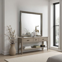 Simo Dresser Vanity Mirror, 40 Inch Modern Dark Gray Solid Wood Frame -BM332619