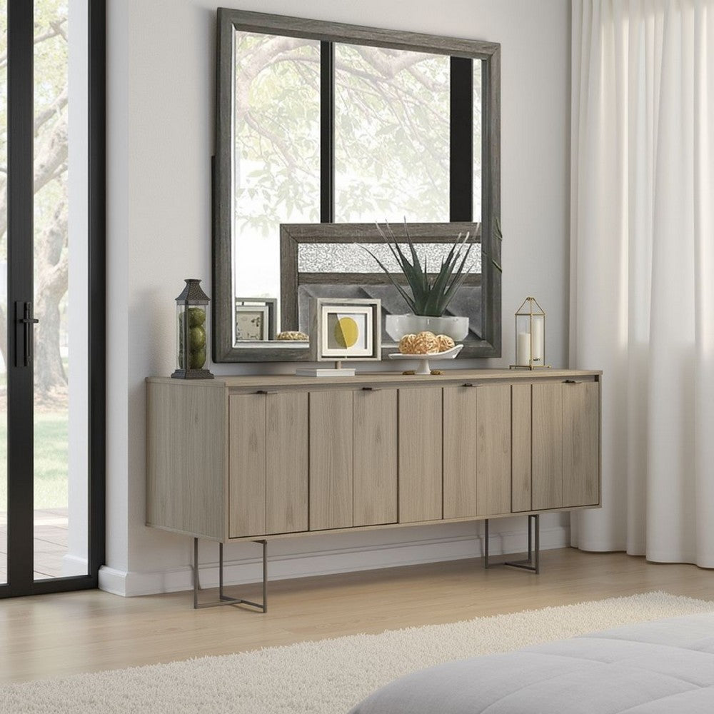 Lito Dresser Vanity Mirror, 39 Inch Stylish Modern Gray Wood Frame -BM332620