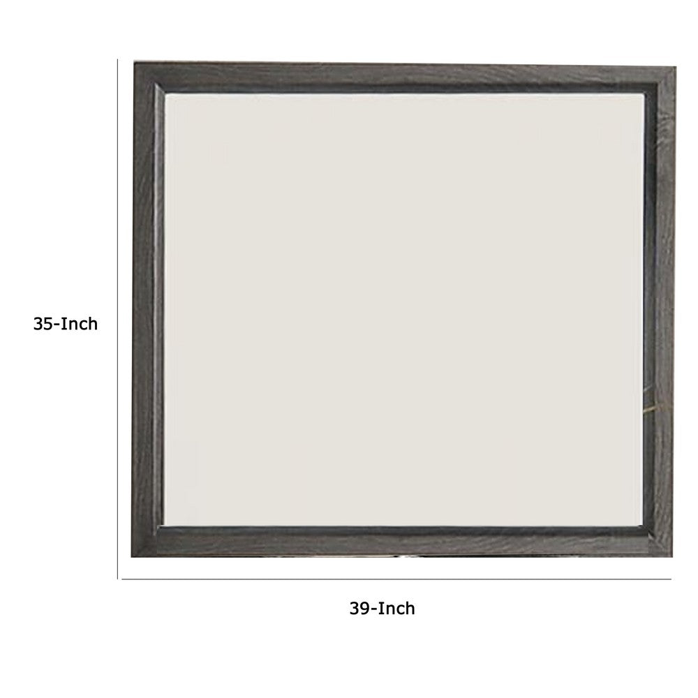 Erica Dresser Vanity Mirror, 39 Inch Contemporary Gray Wood Frame -BM332621