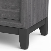 Erica Bedside Nightstand, 2 Drawers Chrome Bar Handles, Gray Wood - BM332622