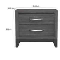 Erica Bedside Nightstand, 2 Drawers Chrome Bar Handles, Gray Wood - BM332622