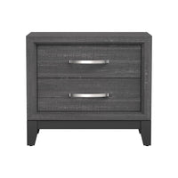 Erica Bedside Nightstand, 2 Drawers Chrome Bar Handles, Gray Wood - BM332622