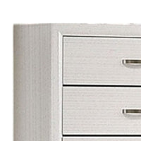 Erica Tall Dresser Chest, 5 Drawers Chrome Bar Handles, White Wood -BM332623