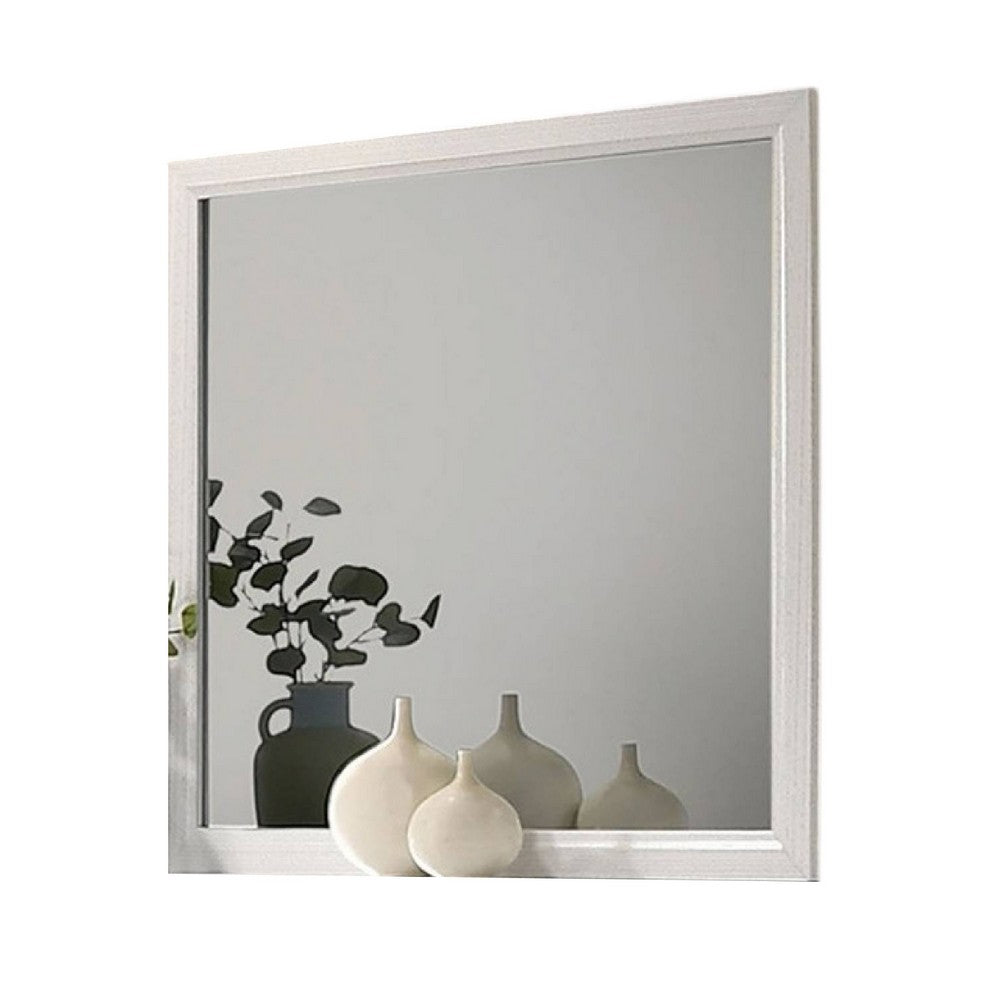 Erica Dresser Vanity Mirror, 39 Inch Modern Style White Wood Frame -BM332624
