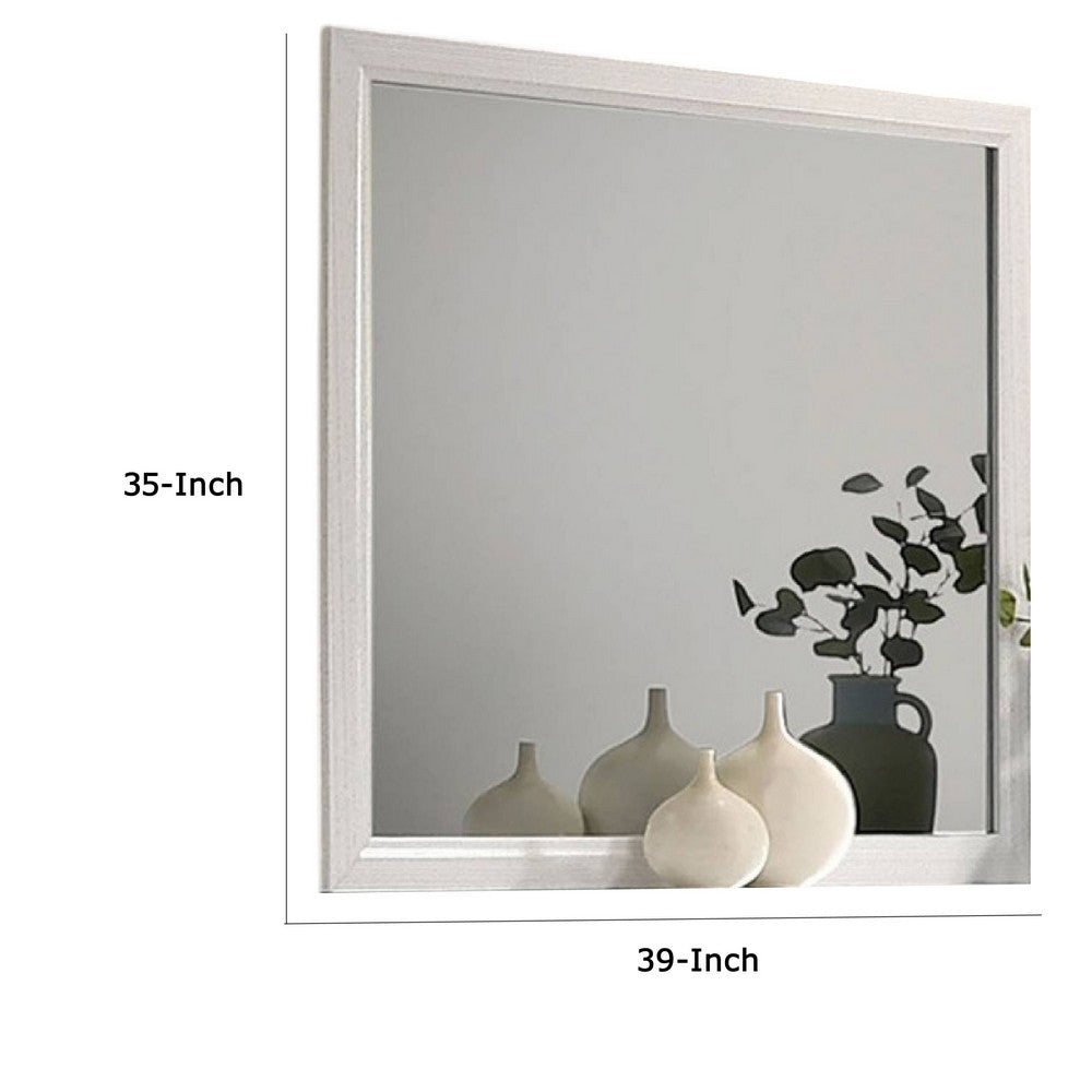 Erica Dresser Vanity Mirror, 39 Inch Modern Style White Wood Frame -BM332624