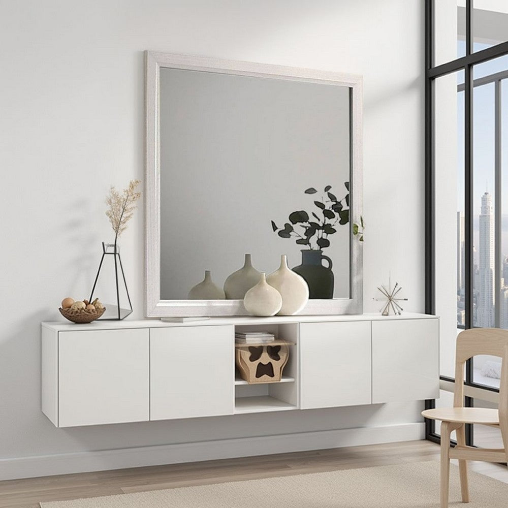 Erica Dresser Vanity Mirror, 39 Inch Modern Style White Wood Frame -BM332624