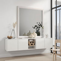 Erica Dresser Vanity Mirror, 39 Inch Modern Style White Wood Frame -BM332624