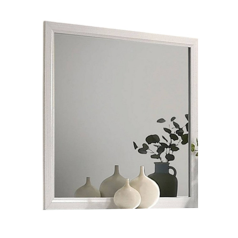 Erica Dresser Vanity Mirror, 39 Inch Modern Style White Wood Frame -BM332624