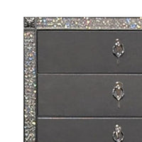 Laine Tall Dresser Chest, 5 Drawers, Crystal Trim, Gray Solid Wood -BM332625