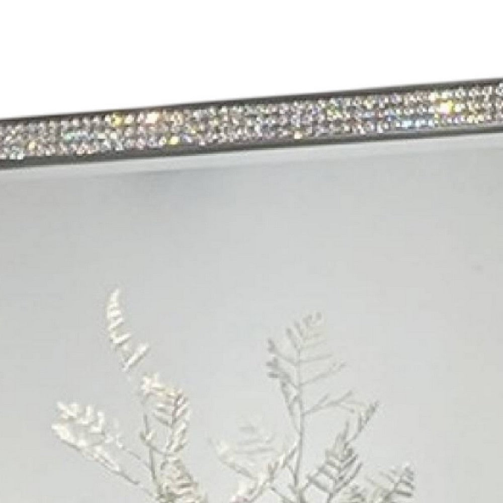 Laine Dresser Mirror, Crystal Trim Frame, 46 Inch Gray Solid Wood -BM332626