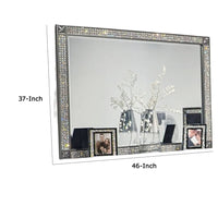 Laine Dresser Mirror, Crystal Trim Frame, 46 Inch Gray Solid Wood -BM332626