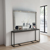 Laine Dresser Mirror, Crystal Trim Frame, 46 Inch Gray Solid Wood -BM332626