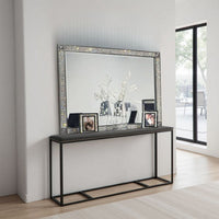 Laine Dresser Mirror, Crystal Trim Frame, 46 Inch Gray Solid Wood -BM332626