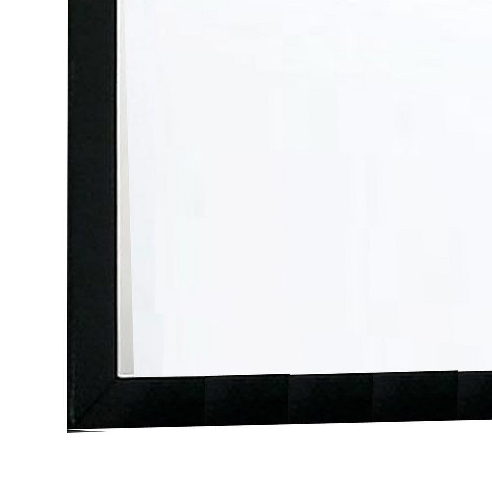 Ryla Dresser Vanity Mirror, 38 Inch Square Frame, Black Solid Wood -BM332627
