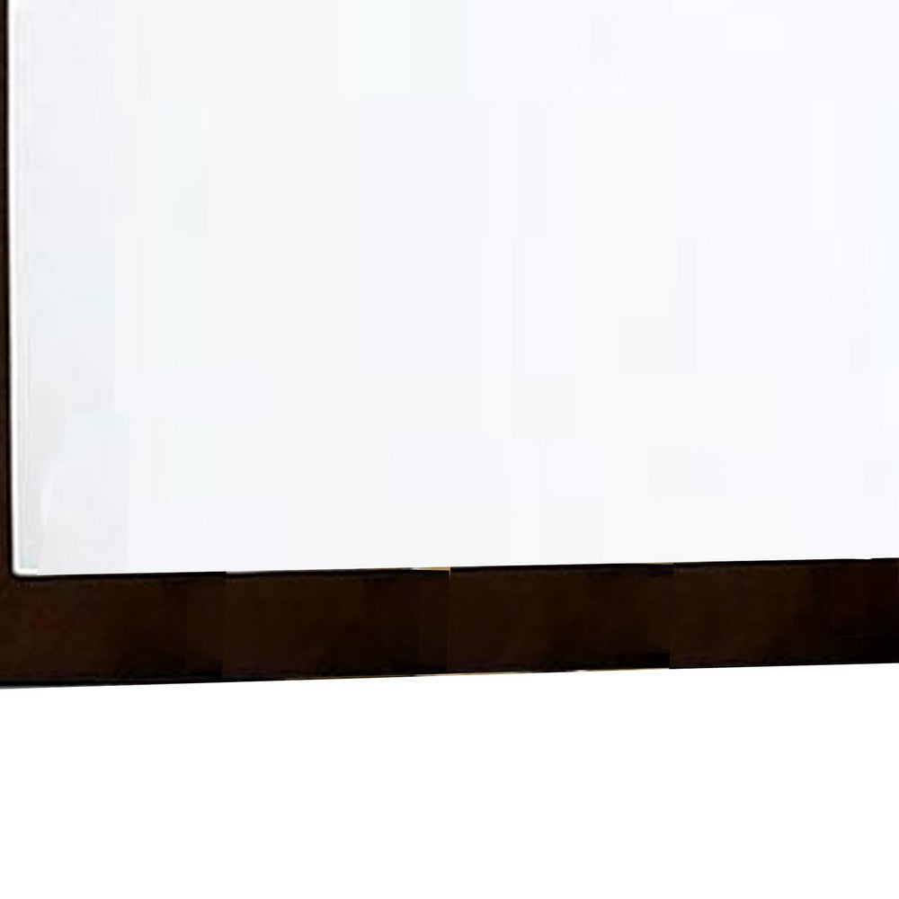 Ryla Dresser Mirror, 38 Inch Square, Dark Cherry Brown Solid Wood -BM332628