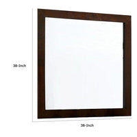 Ryla Dresser Mirror, 38 Inch Square, Dark Cherry Brown Solid Wood -BM332628